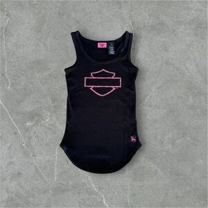 Harley-Davidson Women’s Black and Pink Cotton Blend Tank Top